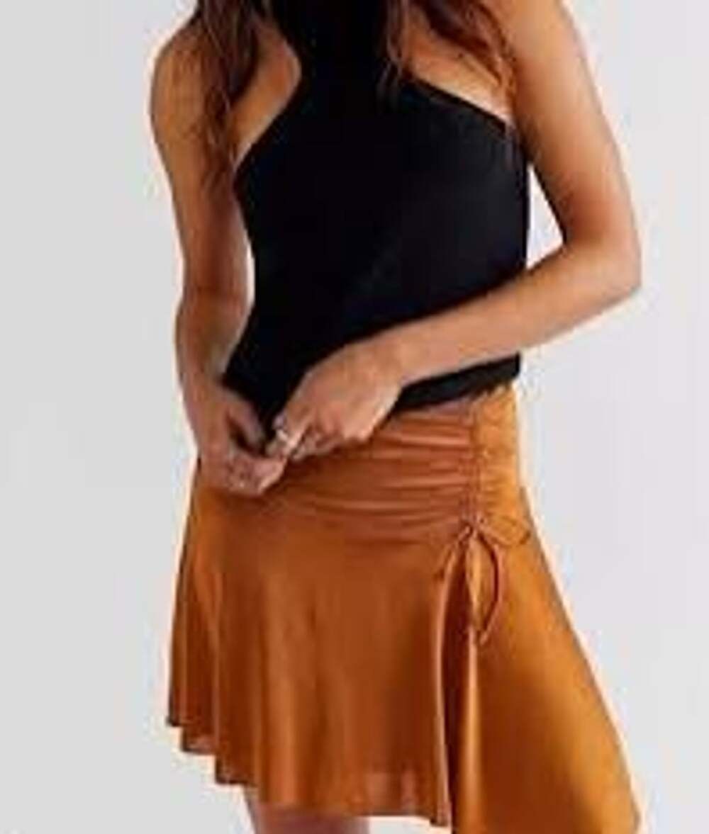 Free People Who's That Mini Skirt Size S Gold Cathaway Spice